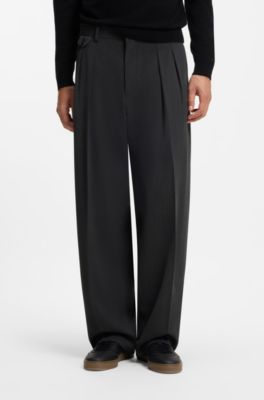 BOSS BY BECKHAM pantalones relaxed fit en lana italiana, Gris