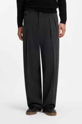 BOSS BY BECKHAM relaxed-fit pants in Italian wool, Grey