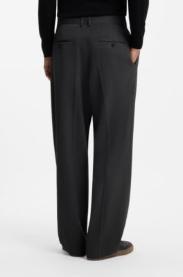 BOSS BY BECKHAM relaxed-fit pants in Italian wool, Grey