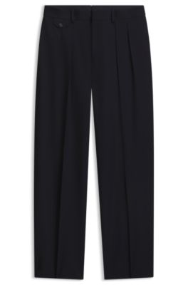 BOSS BY BECKHAM relaxed-fit pants in Italian wool, Dark Blue