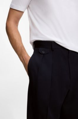 BOSS BY BECKHAM relaxed-fit pants in Italian wool, Dark Blue