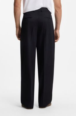BOSS BY BECKHAM relaxed-fit pants in Italian wool, Dark Blue
