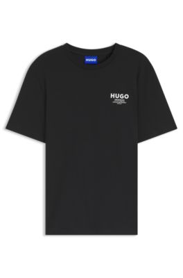 Regular-fit cotton T-shirt with logo print, Black