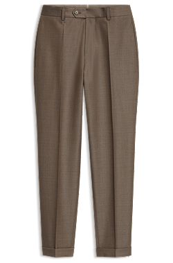 Pantalones tapered fit de lana virgen con elasticidad natural