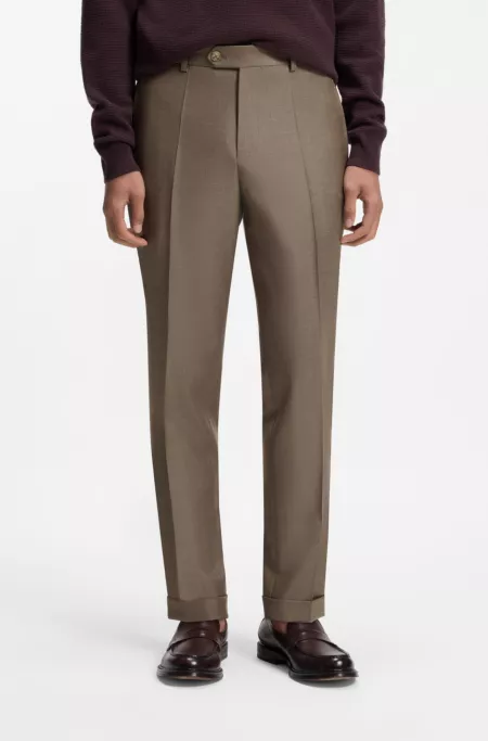 Tapered-fit virgin-wool pants with natural stretch