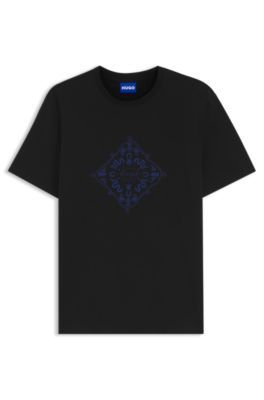 Camiseta de cuello redondo en algod&oacute;n transpirable, Negro