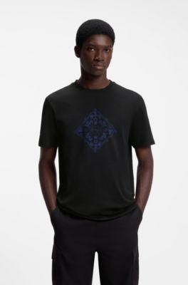 Crew-neck T-shirt in breathable cotton, Black