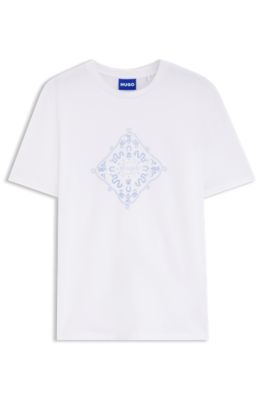 Camiseta de cuello redondo en algod&oacute;n transpirable, Blanco