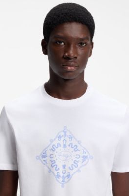 Camiseta de cuello redondo en algod&oacute;n transpirable, Blanco