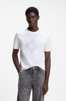 Crew-neck T-shirt in breathable cotton, White