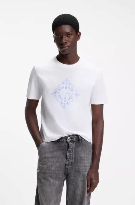 Crew-neck T-shirt in breathable cotton