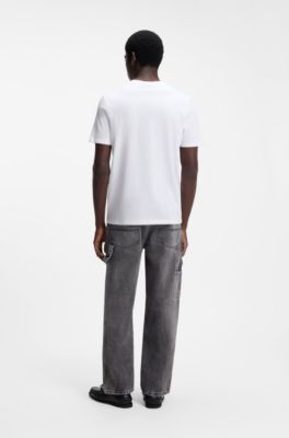 Crew-neck T-shirt in breathable cotton, White