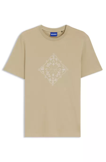 Crew-neck T-shirt in breathable cotton