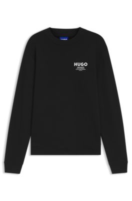 French-terry cotton sweatshirt with bold logo print, Black