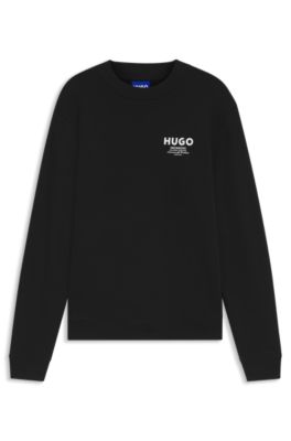 French-terry cotton sweatshirt with bold logo print, Black