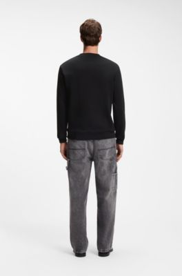 French-terry cotton sweatshirt with bold logo print, Black