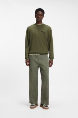 French-terry cotton sweatshirt with bold logo print, Light Green