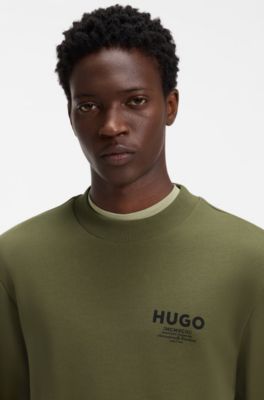 French-terry cotton sweatshirt with bold logo print, Light Green