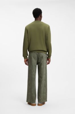 French-terry cotton sweatshirt with bold logo print, Light Green