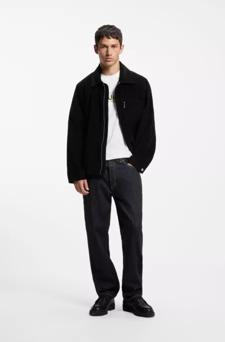 Regular-fit jeans in rinse-washed dark-blue denim
