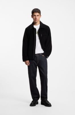Regular-fit jeans in rinse-washed dark-blue denim, Dark Blue