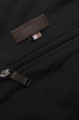 Bolsa de viaje de ante reciclado con letras del logo met&aacute;licas, Marr&oacute;n claro