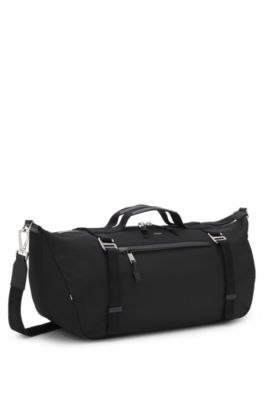 Duffel bag with metal logo and front pocket, Black
