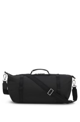 Duffel bag with metal logo and front pocket, Black