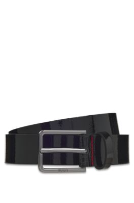 Ceinture en cuir verni pour tenues professionnelles, Noir