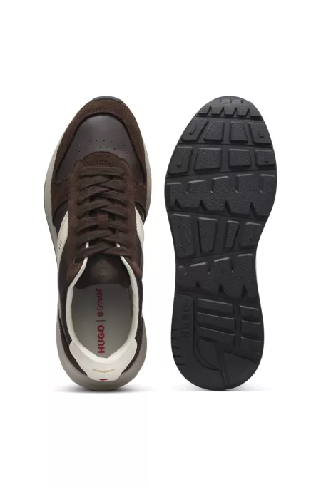 Suede sneakers with gold-tone foil logo