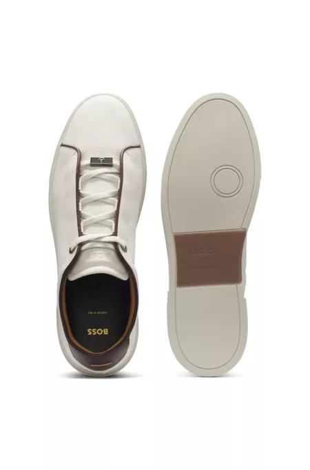 Lace-up sneakers in grainy Italian leather