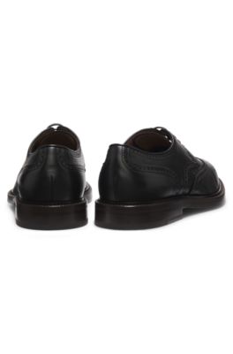 BOSS BY BECKHAM nappa-leather Derby shoes with brogueing, Dark Brown
