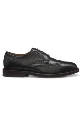 BOSS BY BECKHAM nappa-leather Derby shoes with brogueing, Dark Brown