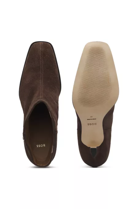 Suede ankle boots with Double B monogram