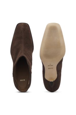 Botines de ante con monograma Double B, Marr&oacute;n oscuro