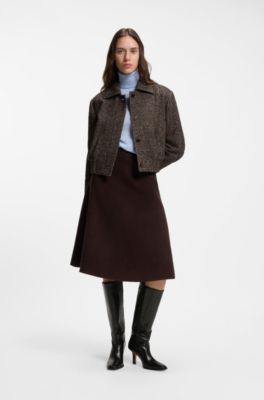 Knee-high leather boots with square toe, Black