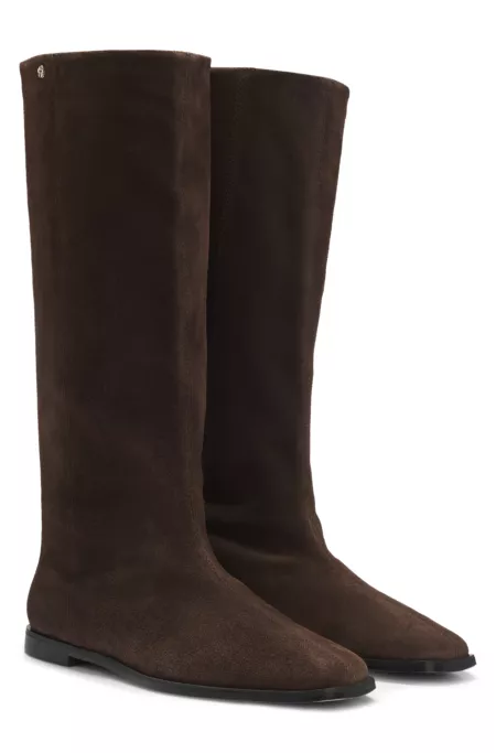Knee-high boots in suede with Double B monogram