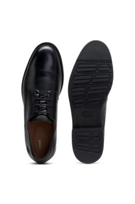 Derby shoes in smooth leather with embossed logo, Black