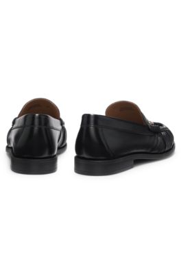 Leather moccasins with Double B monogram, Black