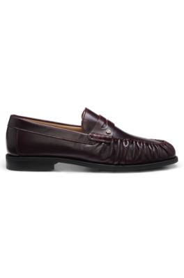 Leather moccasins with Double B monogram, Dark Red