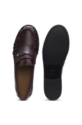 Leather moccasins with Double B monogram, Dark Red