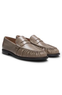 Leather moccasins with Double B monogram, Brown