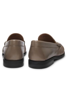 Leather moccasins with Double B monogram, Brown