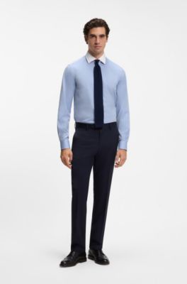 BOSS BY BECKHAM slim-fit shirt with contrast collar, Light Blue