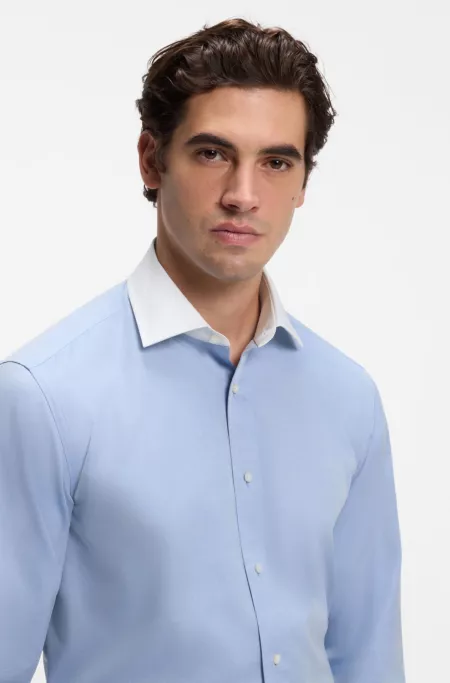 BOSS BY BECKHAM slim-fit shirt with contrast collar