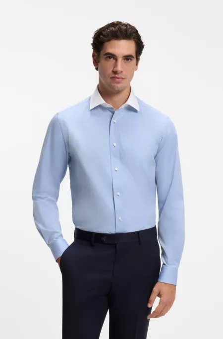 BOSS BY BECKHAM slim-fit shirt with contrast collar