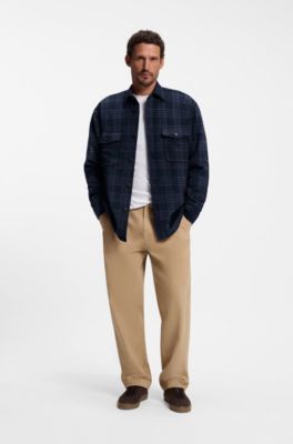 BOSS BY BECKHAM camisa relaxed fit en algod&oacute;n, Azul oscuro
