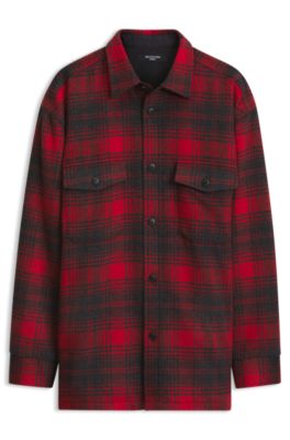 BOSS BY BECKHAM camisa relaxed fit en algod&oacute;n, Rojo oscuro