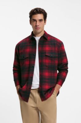 BOSS BY BECKHAM camisa relaxed fit en algod&oacute;n, Rojo oscuro