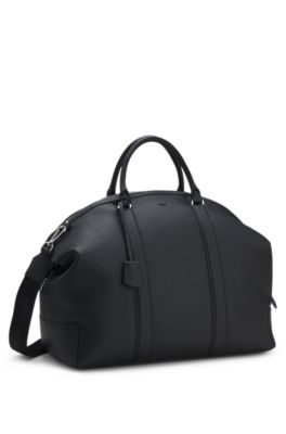 Bolsa de viaje de piel con correa de hombro desmontable, Negro